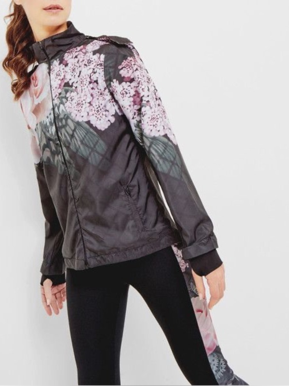 Ted Baker Black Bomber Jacket with Pink Floral Print